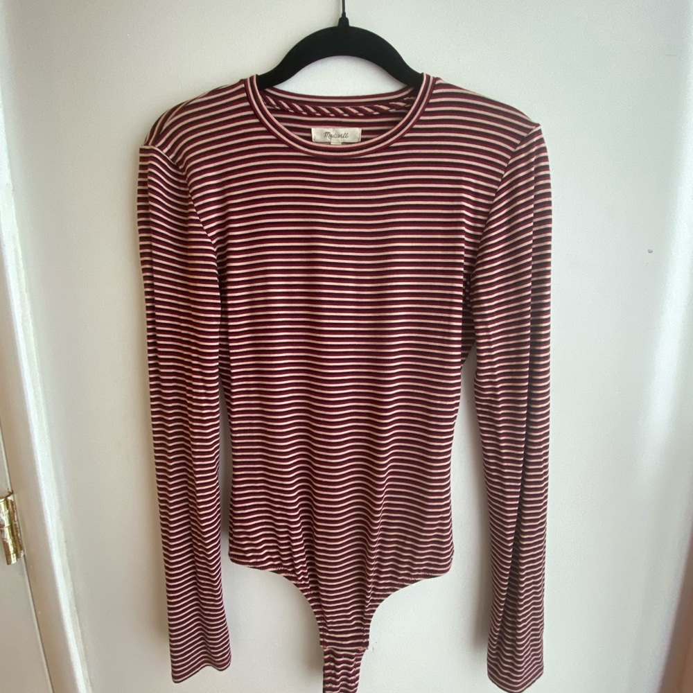 Madewell Striped Bodysuit - Red and White